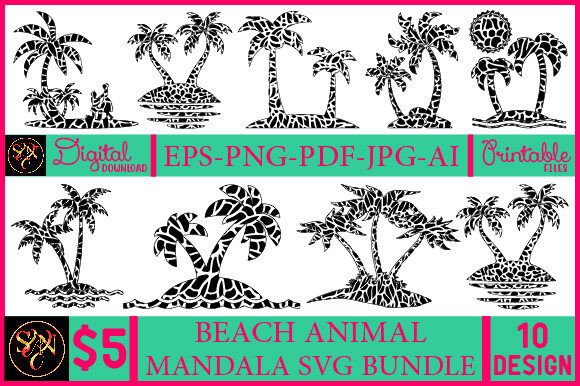 BEACH ANIMAL MANDALA SVG BUNDLE