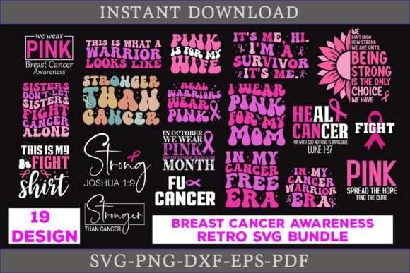Breast Cancer Awareness Retro SVG Bundle