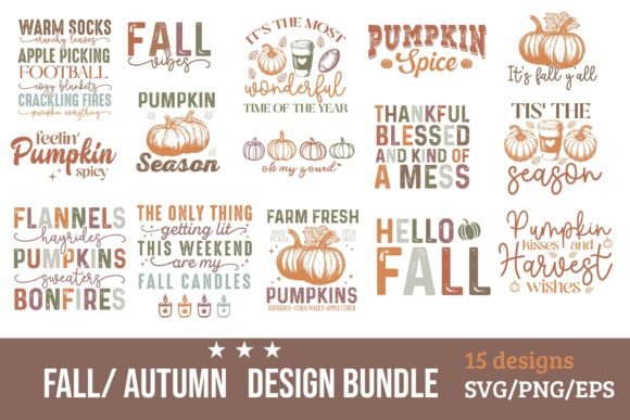 Fall Autumn SVG PNG Bundle Design