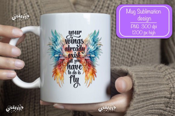Motivation Mug Sublimation Quote Wings