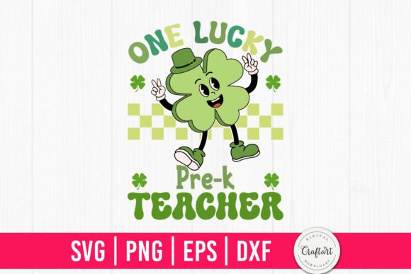 One Lucky Pre-k Teacher Retro SVG