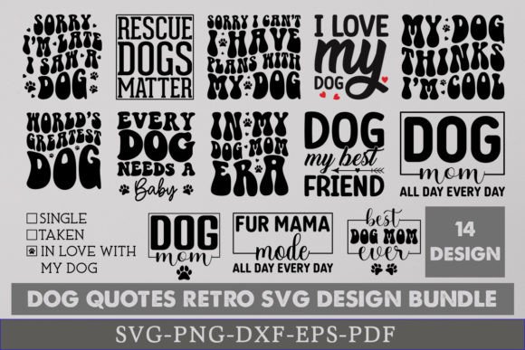 Retro Funny Dog Quotes SVG Design Bundle