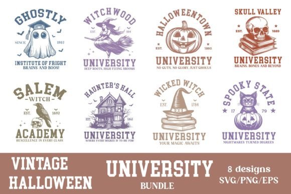 Vintage Halloween University SVG Bundle