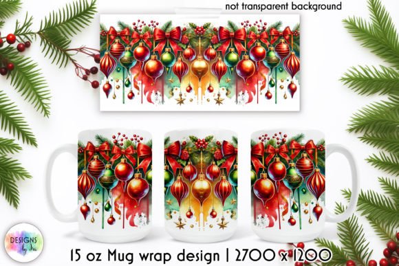 Watercolour Christmas Bulbs Mug Wrap